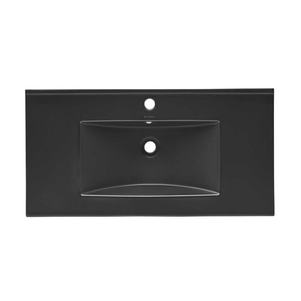 36 Inch Ceramic Vanity Sink Top in Matte Black