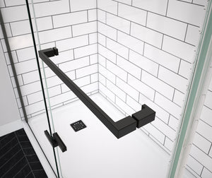 MAAX 139579-900-340-000 Reveal Sleek 71 51 ½-54 ½ x 71 ½ in. 8mm Pivot Shower Door for Alcove Installation with Clear glass in Matte Black