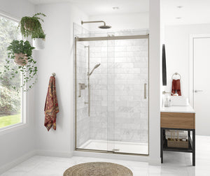 MAAX 136693-900-305-000 Revelation Round 44-47 x 70 ½-73 in. 8mm Bypass Shower Door for Alcove Installation with Clear glass in Brushed Nickel