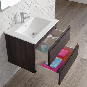DAX Pasadena Engineered Wood and Porcelain Onix Basin with Single Vanity Cabinet, 24", Wenge DAX-PAS012413-ONX