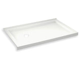 MAAX 410004-542-001-001 B3Round 6030 Acrylic Corner Left Shower Base in White with Anti-slip Bottom with Left-Hand Drain