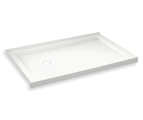 MAAX 410004-542-001-001 B3Round 6030 Acrylic Corner Left Shower Base in White with Anti-slip Bottom with Left-Hand Drain
