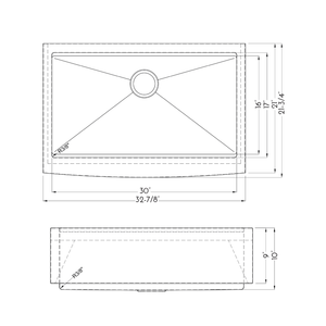 DAX Stainless Steel Handmade Workstation Farmhouse Kitchen Sink, Brushed Stainless Steel DAX-WS3321-R10