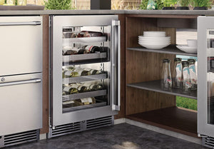 Perlick 24" Signature Series Built-In Wine Cooler with 32 Bottle Capacity Dual Zone with Glass Door in Stainless Steel  (HP24DM-4-3)