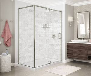 MAAX 137870-900-305-000 ModulR 60 x 32 x 78 in. 8mm Pivot Shower Door for Corner Installation with Clear glass in Brushed Nickel