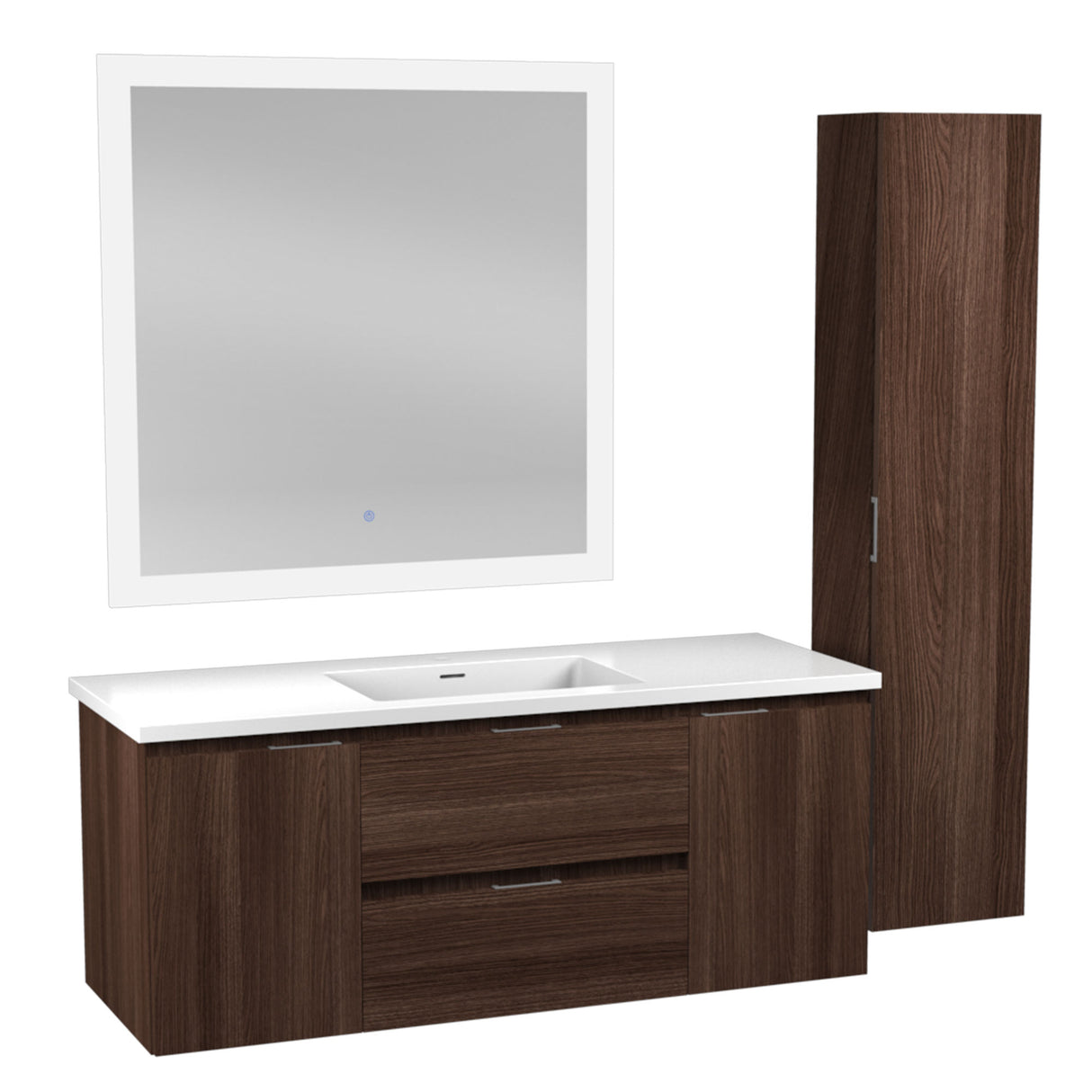 ANZZI VT-MR4SCCT48-DB 48 in. W x 20 in. H x 18 in. D Bath Vanity Set in Dark Brown with Vanity Top in White with White Basin and Mirror