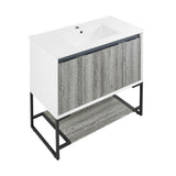 Marseille 36 Single, Two Doors, One drawer, Open Shelf Bathroom Vanity