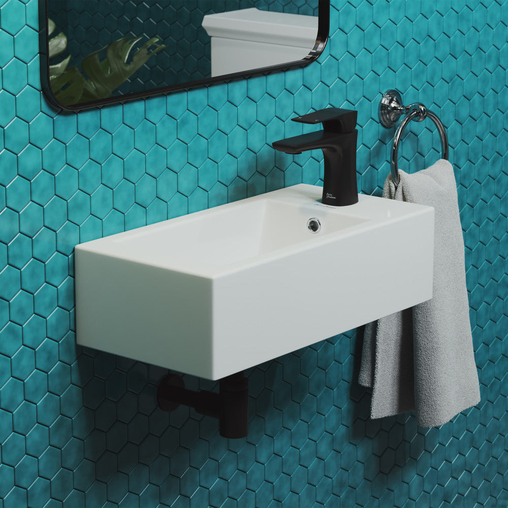 Voltaire 19.5 x 10 Rectangular Ceramic Wall Hung Sink with Right Side Faucet Mount