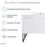 Annecy 48 Single, Glossy White, Two Doors, One Drawer, Bathroom Vanity