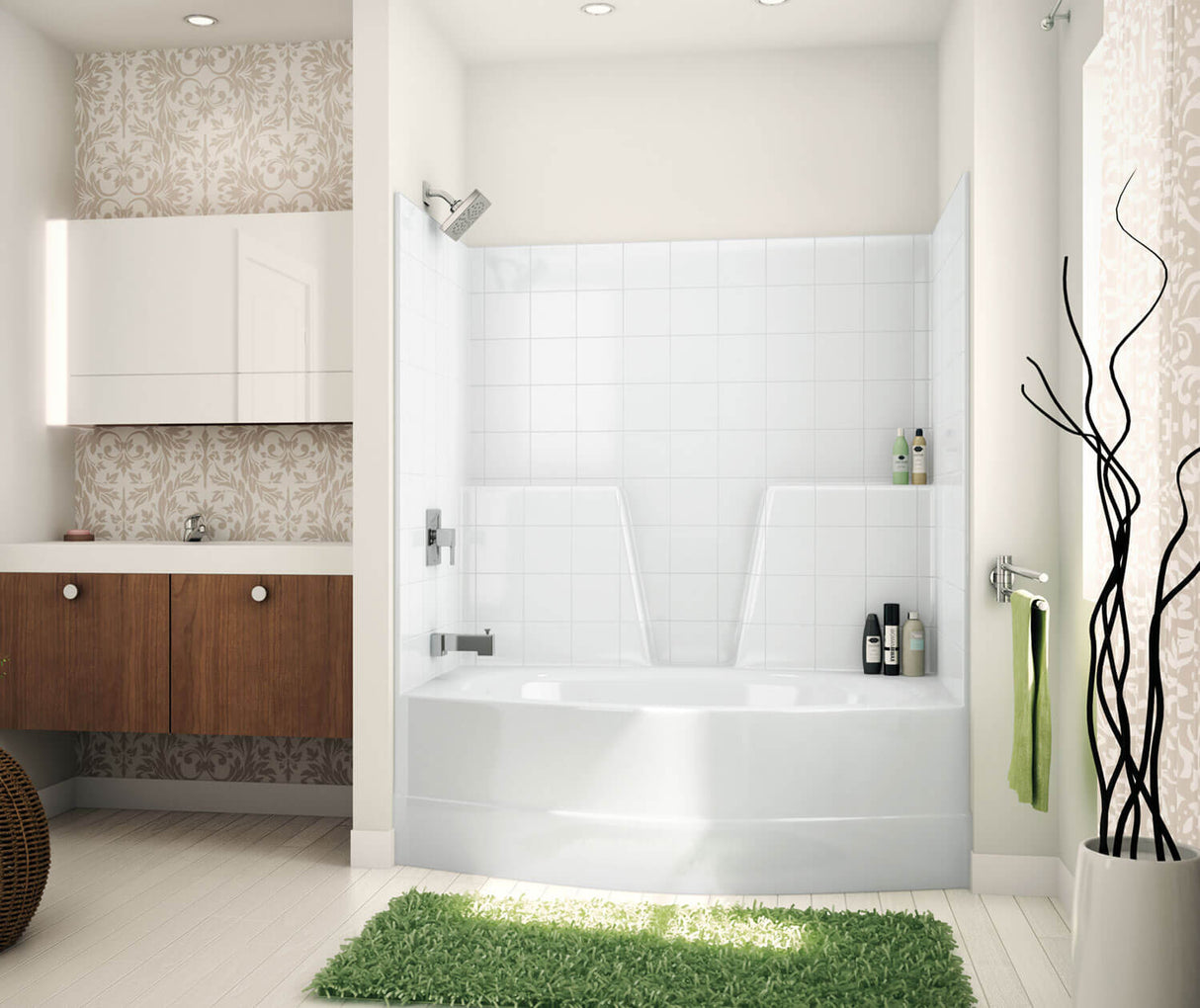 MAAX 140579-000-002-002 TSOT6042 AcrylX Alcove Right-Hand Drain One-Piece Tub Shower in White
