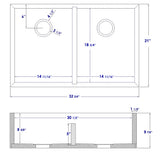 ALFI brand AB3321 33" Double Bowl Bamboo Kitchen Farm Sink