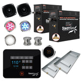 Steam Shower Generator Kit System | Brushed Nickel + Self Drain Combo| Enclosure Steamer Sauna Spa Stall Package|Touch Screen Wifi App/Bluetooth Control Panel |2x 7.5 kW Raven | RVB1500BN-A RVB1500BN-A