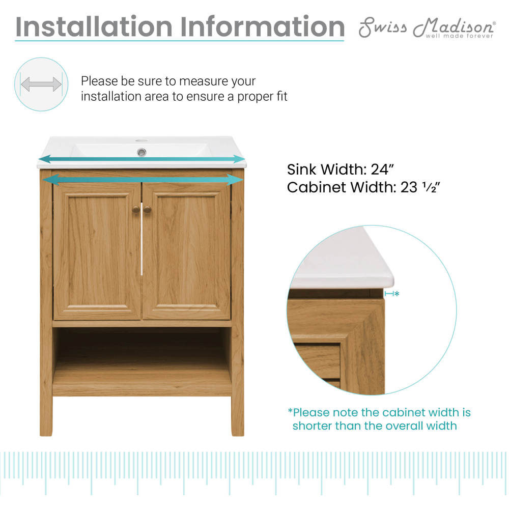 Chateau 24" Bathroom Vanity in Natural Oak