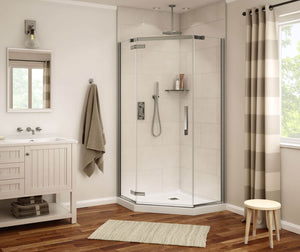 MAAX 139315-900-305-000 Davana Neo-angle 38 x 38 x 75 in. 8mm Pivot Shower Door for Corner Installation with Clear glass in Brushed Nickel