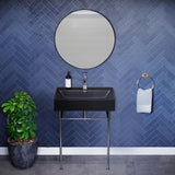 Claire 24 Ceramic Console Sink Matte Black Basin Chrome Legs