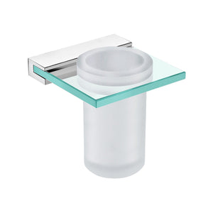 DAX Venice Brass and Glass Bathroom Single Tumbler Toothbrush Holder, Brushed Stainless Steel DAX-GDC060152-BN