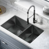 Rivage 33 x 20 Stainless Steel, Dual Basin, Undermount Kitchen Sink in Black