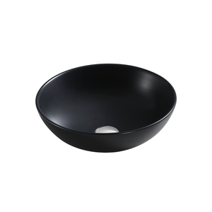 DAX Ceramic Round Bathroom Vessel Basin, 16", Black Matte DAX-CL1344-BM