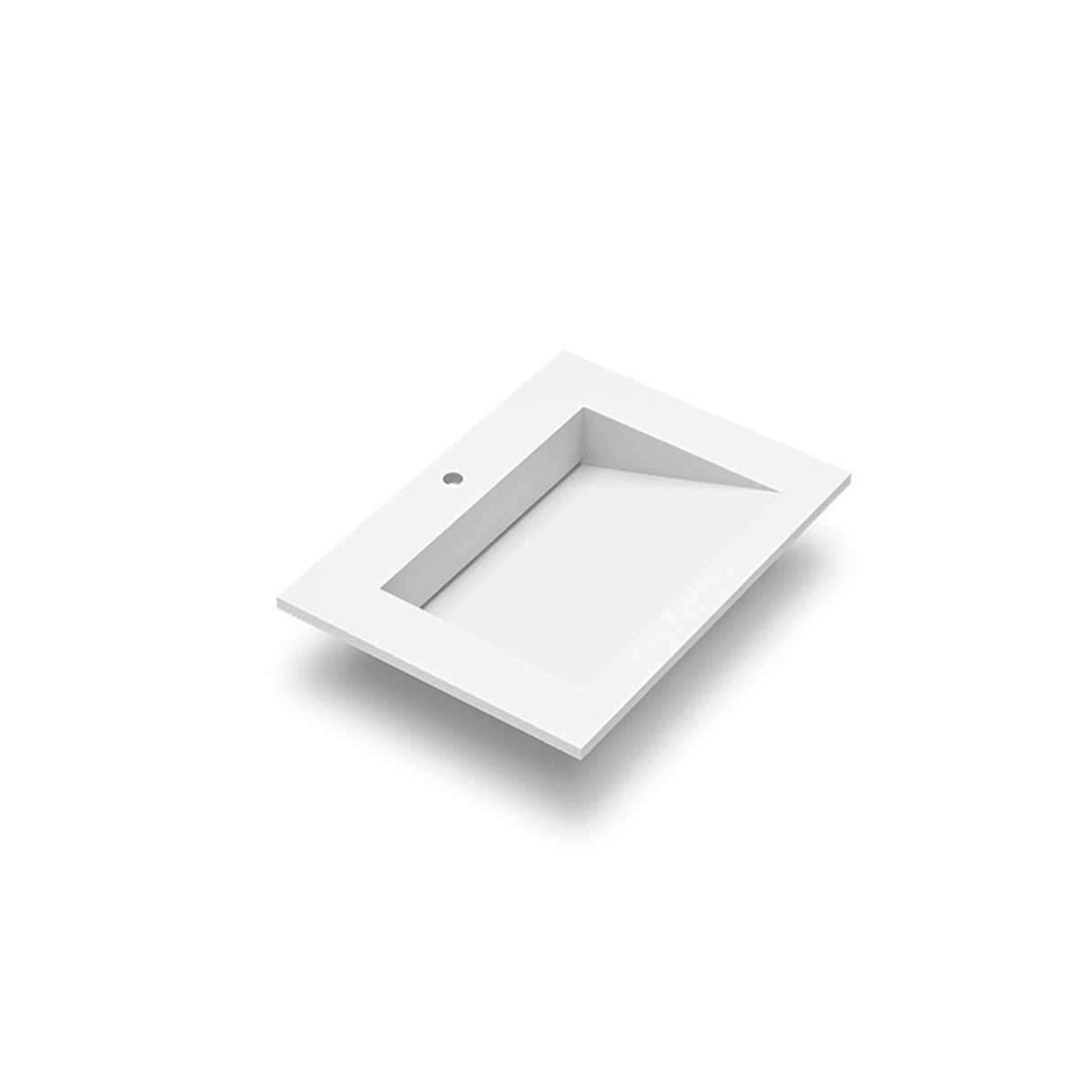 DAX Zen Solid Surface Single Bowl Basin, 24", Matte White DAX-ZEN0324-M