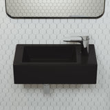 Voltaire 19.5 x 10 Rectangular Ceramic Wall Hung Sink with Right Side Faucet Mount, Matte Black