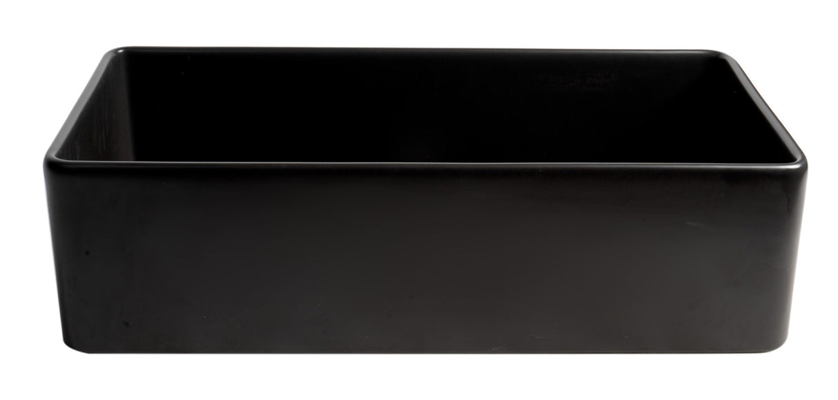 Black Matte Smooth Apron 36" x 18" Single Bowl Fireclay Farm Sink