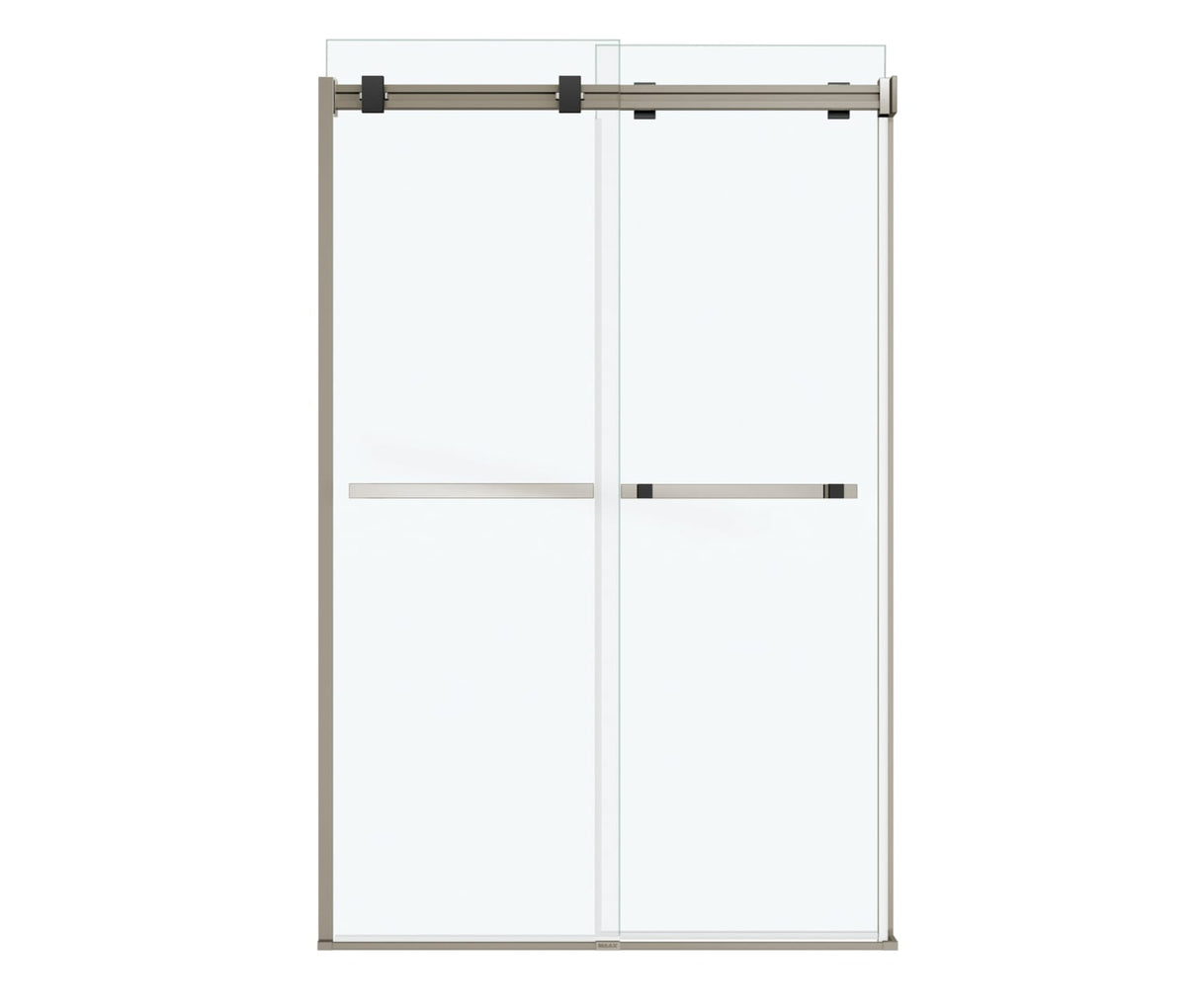 MAAX 136271-900-289-000 Duel 44-47 x 70 ½-74 in. 8 mm Bypass Shower Door for Alcove Installation with Clear glass in Brushed Nickel & Matte Black