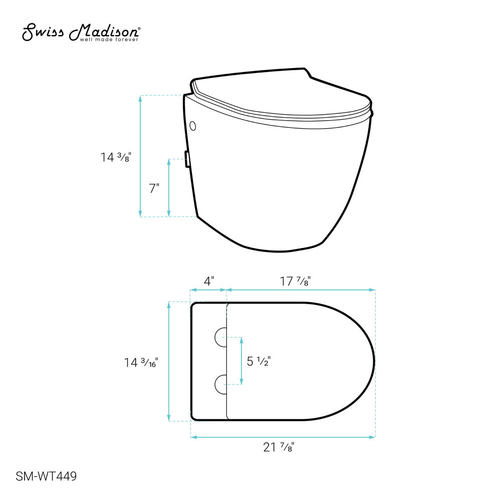 St. Tropez Wall Hung Toilet Bundle (SM-WT449, SM-WC424, SM-WC001C)