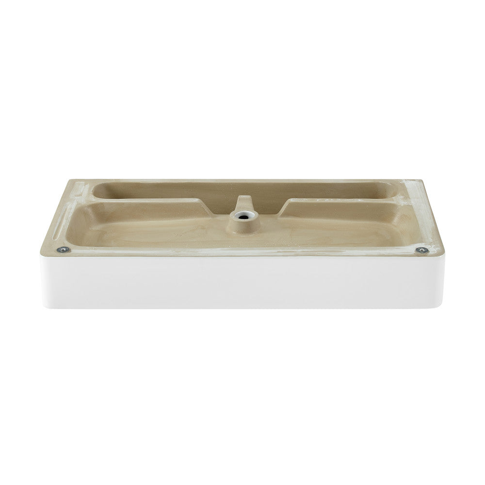 Carre 36" Ceramic Console Sink White Basin Black Legs