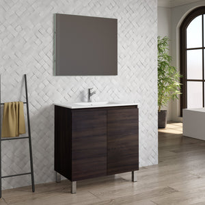 DAX Sunset Engineered Wood and Porcelain Onix Basin with Vanity, 32", Wenge DAX-SUN013213-ONX