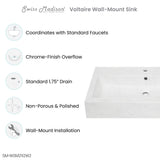 Voltaire Wide Rectangle Wall Hung Sink in Static Marble