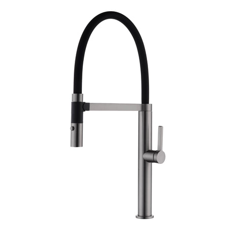 DAX Brass Single Handle Pull Out Kitchen Faucet with Dual Sprayer and Shower, Gunmetal DAX-S2417-01