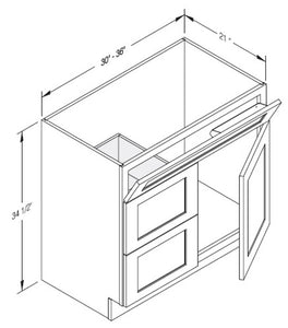 Cab-Tec Shaker Grey Bath Cabinet - SG-VSD3021L