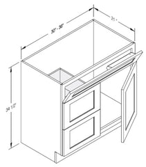 Cab-Tec Shaker Caramel Bath Cabinet - SC-VSD3621L