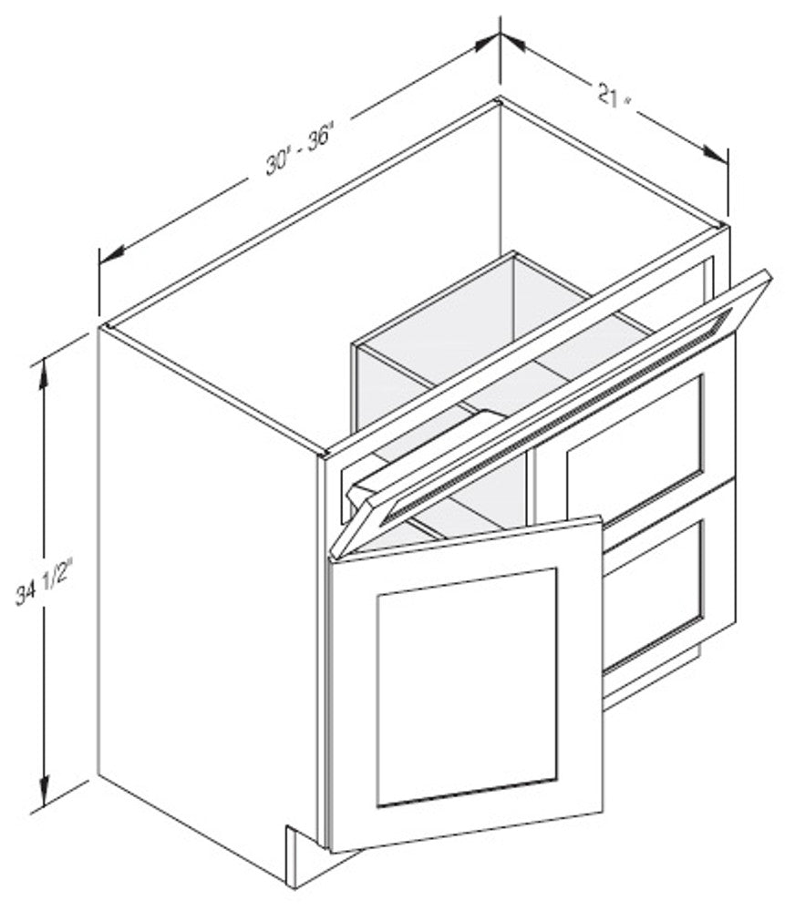 Cab-Tec Sturbridge White Bath Cabinet - SBW-VSD3621R