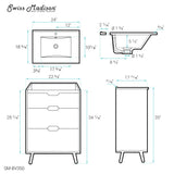 Brusque 24" Bathroom Vanity in White Oak