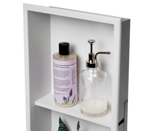 ALFI brand 12 x 24 White Matte Stainless Steel Vertical Double Shelf Bath Shower Niche
