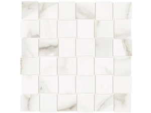 Anatolia Tile 2X2 Basketweave Mayfair Calacatta Oro Matte Porcelain Mosaics. 1 Sheet = .98 Sq. Ft. 4501-0128-1 Calacatta Oro 2x2 Basketweave Matte - premium natural stone mosaic tile from Anatolia Tile, available at PoshHaus showroom in Keene, NH