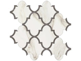 Anatolia Tile Mayfair Calacatta Oro Arabesque Polished Porcelain Mosaics. 1 Sheet = .97 Sq. Ft. 4501-0127-1 Calacatta Oro Arabesque - premium natural stone mosaic tile from Anatolia Tile, available at PoshHaus showroom in Keene, NH