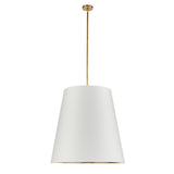 Alora PD311030VBWG CALOR PENDANT 3 LIGHT VINTAGE BRASS WHITE LINEN WITH GOLD PARCHMENT