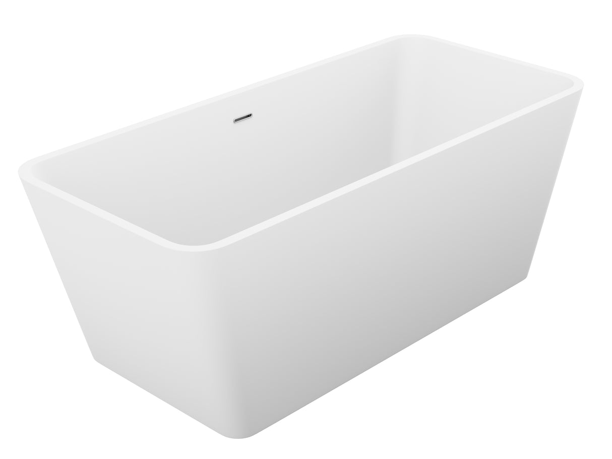 ANZZI FT-AZ501 Cenere 4.9 ft. Man-Made Stone Center Drain Freestanding Bathtub in Matte White