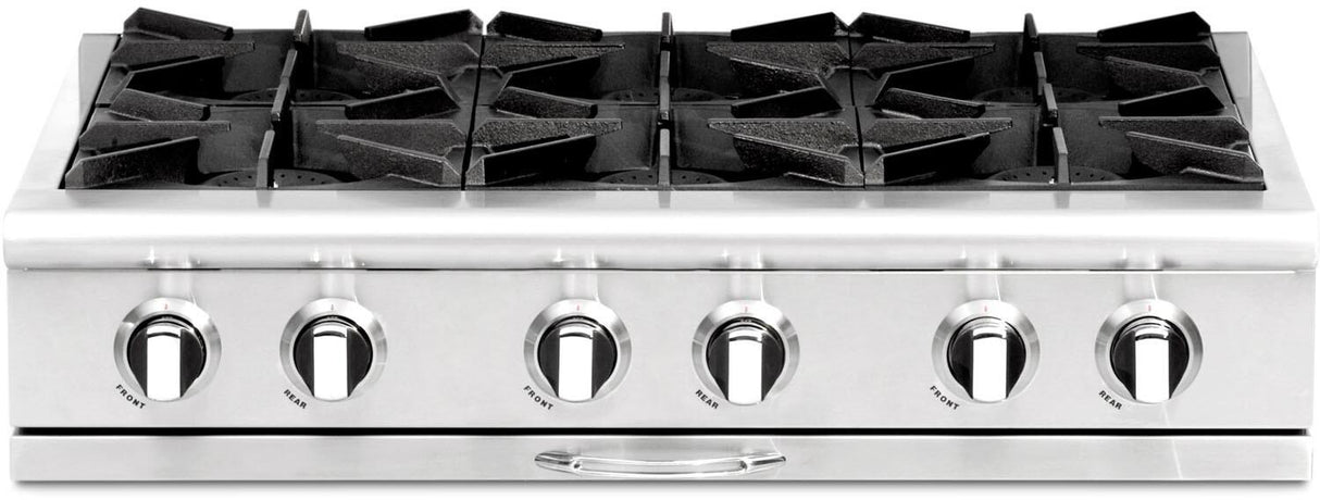 Capital 36" Culinarian Series Rangetop with 6 Open Burners, Optional Grill/Griddle in Stainless Steel (CGRT366) Rangetops Capital Natural Gas 6 Open Burners 