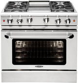 Capital 36" Precision Series Freestanding All Gas Range with 4.9 cu. ft Oven in Stainless Steel (MCR366) Ranges Capital Natural Gas 4 Sealed Burners and Griddle 