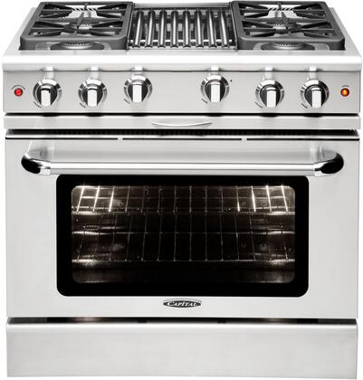 Capital 36" Precision Series Freestanding All Gas Range with 4.9 cu. ft Oven in Stainless Steel (MCR366) Ranges Capital Natural Gas 4 Sealed Burners and Grill 