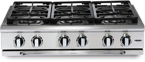 Capital 36" Precision Series Rangetop with 6 Sealed Burners, Sealed Burners in Stainless Steel (GRT366) Rangetops Capital Natural Gas 6 Sealed Burners 