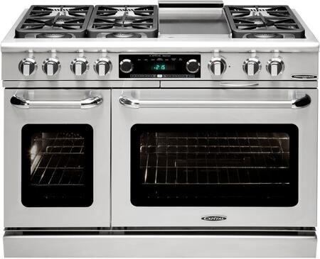 Capital 48" Connoisseurian Series Dual Fuel Range with Self Clean and 7.8 cu. ft in Stainless Steel (CSB484G2) Ranges Capital Natural Gas 6 Sealed Burners and 12" Griddle 