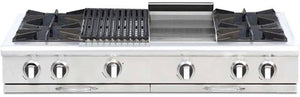 Capital 48" Culinarian Series Gas Rangetop with 8 Open Burners, Optional Grill/Griddle in Stainless Steel (CGRT488) Rangetops Capital Natural Gas 4 Open Burners, Griddle, and Grill (Centered) 