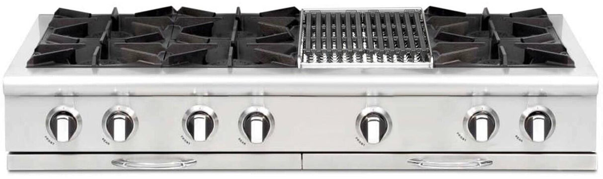 Capital 48" Culinarian Series Gas Rangetop with 8 Open Burners, Optional Grill/Griddle in Stainless Steel (CGRT488) Rangetops Capital Natural Gas 6 Open Burners and 12" Grill 