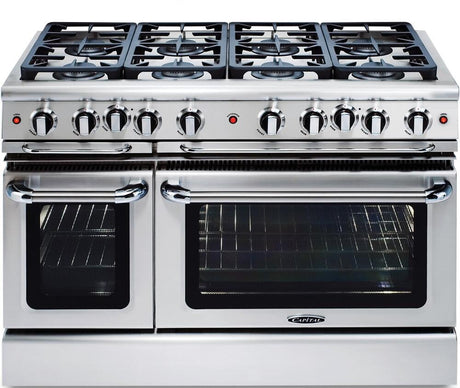 Capital 48" Precision Series Freestanding Gas Range with 6.9 cu. ft. Total Capacity Self Clean Double Oven in Stainless Steel (GSCR488) Ranges Capital Natural Gas 8 Sealed Burners 