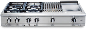 Capital 48" Precision Series Gas Rangetop with 8 Sealed Burners, Optional Grill/Griddle in Stainless Steel (GRT488) Rangetops Capital Natural Gas 4 Sealed Burners, Grill, and Griddle 