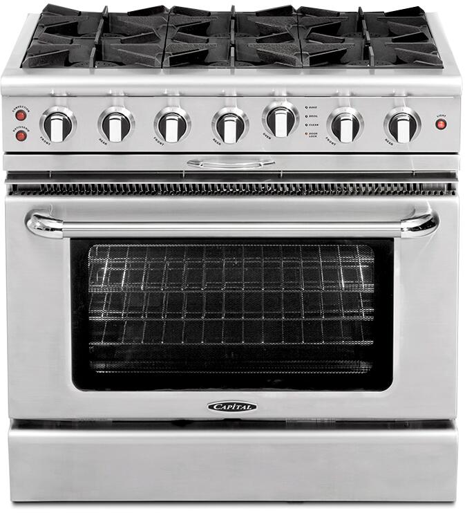 Capital Culinarian Series 36" Freestanding All Gas Range with 6 Open Burners, 4.9 cu. ft. in Stainless Steel (CGSR366)